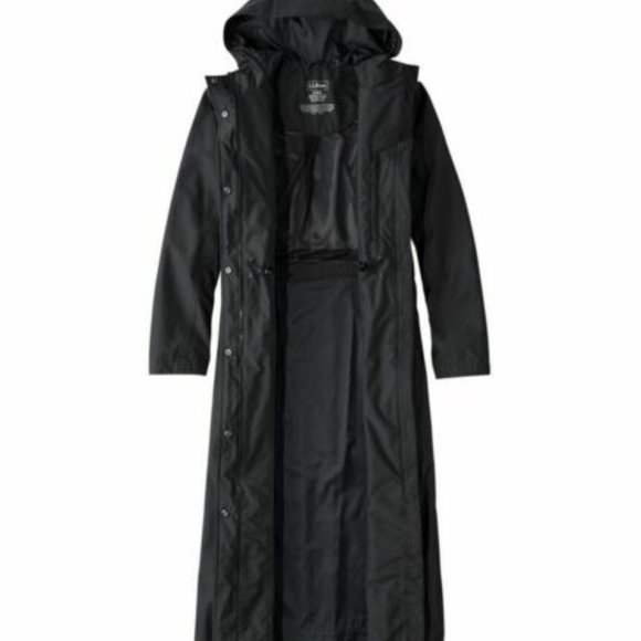 L.L. Bean H2OFF Raincoat Mesh Lined Long Waterproof Hooded Plus Size 1X H12672 - Picture 12 of 12